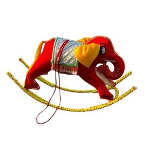 Vintage Red & Gold Collectible Satin Elephant Ornament